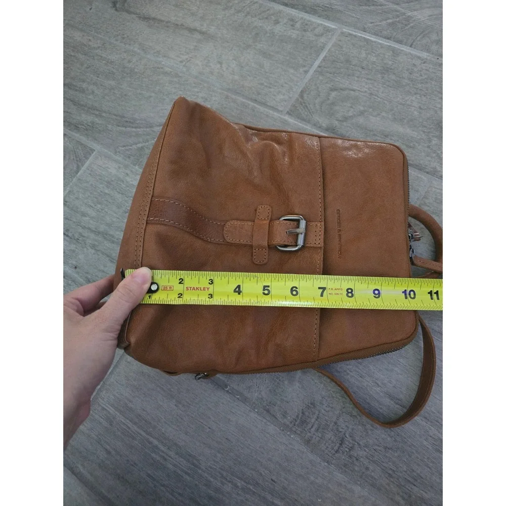 Spikes & Sparrow‎ Leather Backpack Purse with Buckle Detail Womens Cognac Brown
